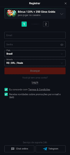 Tela de registro