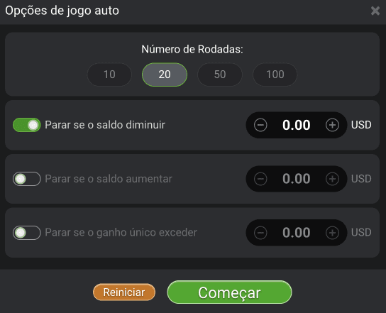  Configurações de jogo automático